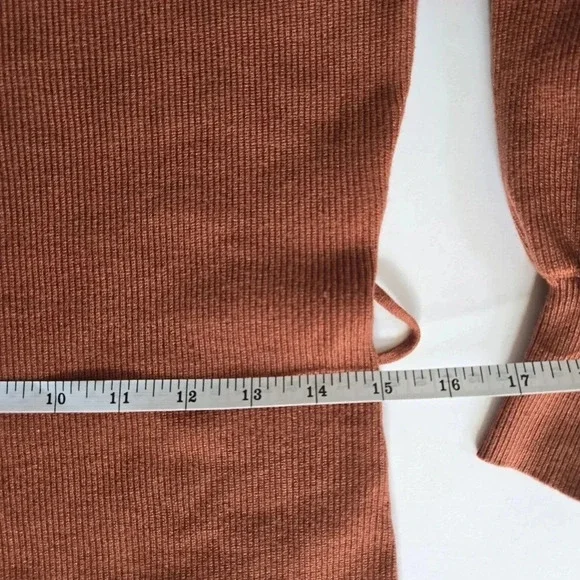 Peach Love terracotta orange sweater dress puff long sleeve knit sz M - Picture 8 of 10